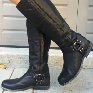Frye Phillip Harness Tall Boot Black size 9.5